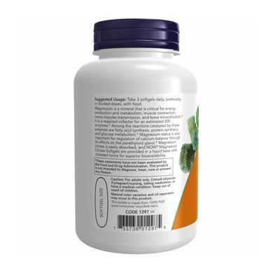 Магний Цитрат Now Foods Magnesium Citrate 180 капсул