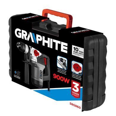 Перфоратор SDS+ GRAPHITE 58G860, 900 Вт, 4 Дж, 3 режима, кейс 58G860 фото