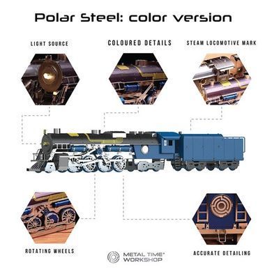 Колекційна модель-конструктор Metal Time Polar Steel color Поїзд кольоровий механічний (MT052) dt_94823 фото