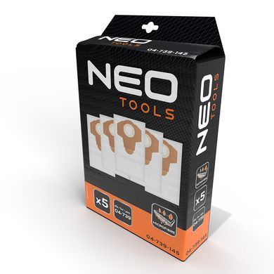 Мешки для пылесоса Neo Tools 04-739-145 (5 штук) для модели 04-739, микрофибра