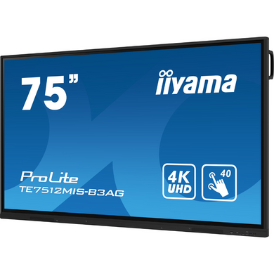 75" 16:9 інтерактивний IPS UHD РК дисплей, 24/7, 400 кд/м2, ОС Андроід 11, PureTouch-IR технологія IIYAMA TE7512MIS-B3AG