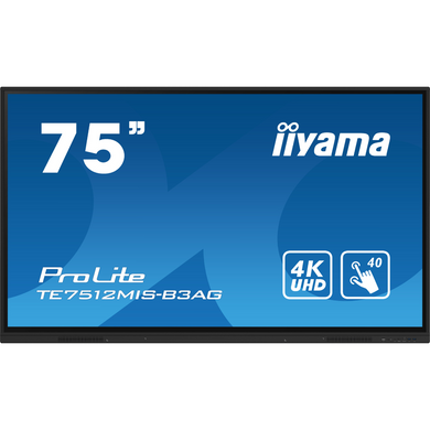 75" 16:9 інтерактивний IPS UHD РК дисплей, 24/7, 400 кд/м2, ОС Андроід 11, PureTouch-IR технологія IIYAMA TE7512MIS-B3AG