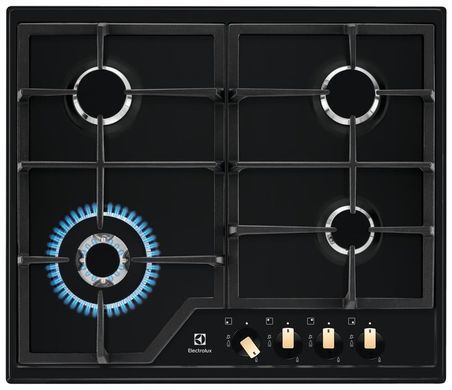 Electrolux Варильна поверхня газова, 60см, чавун, чорний матовий (365440) KGS6436RK фото