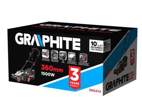 Електрична газонокосарка Graphite 58G020 1500 Вт, ширина скошування 360 мм 59G474 фото