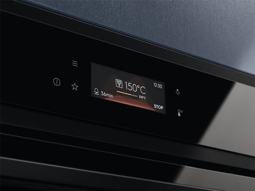 Electrolux Духова шафа електрична, 72л, А+, пара, дисплей, конвекція, піроліз, ф-ція пароварки, телескопічні напрямні, чорний (378908) EOC8P39H фото
