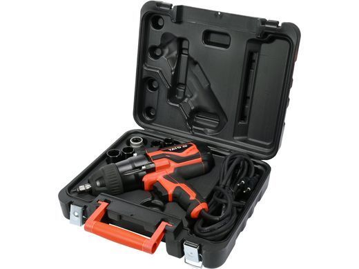 Гайковерт ударний мережевий YATO: 1/4" HEX x 1/2" F, 1020Вт, 600Нм, 2600 об/хв +4 головки і кейс YT-82021 фото