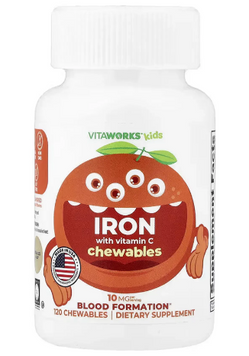 Железо с витамином С для детей, VitaWorks Kids Iron With Vitamin C - 120 chewables