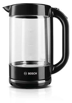 Електрочайник Bosch 1.7л, скло, чорний (361542) TWK70B03 фото