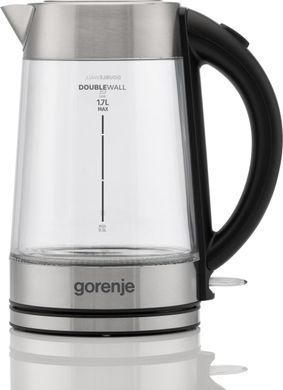 Электрочайник Gorenje 1.7л, 2,200 Вт, strix контроль, стекло, нерж (382871) K17GDWII фото