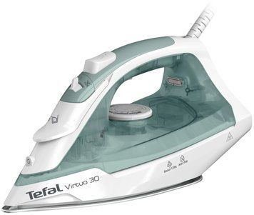 Праска Tefal Virtuo 30, 2000Вт, 240мл, паровий удар -120гр, постійна пара - 27гр, керам. підошва, біло-зелений (390056) FV2C42E0 фото