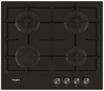 Whirlpool Варочная поверхность газ на стекле, 60см, чугун, турбо-конфорка, черный GOS6415/NB1 фото