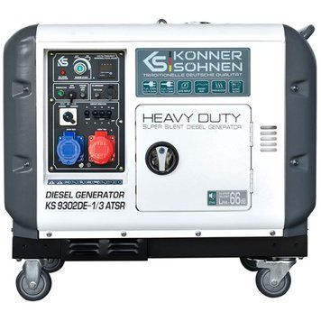 Генератор дизельный Konner&Sohnen KS 9302DE-1/3 ATSR 230/400В, 6.5/6.0кВт, 7.5/7.0кВт, 1/3Фазы, АВР(ATS), электростартер, 168кг KS9302DE-1/3ATSR фото