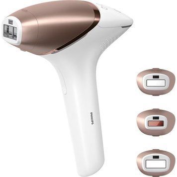 Philips Фотоэпилятор Lumea IPL 9900 Series, аккумуляторный, кол-во вспыш-450000, 2-4 см2, футляр, насадок-3, бело-золотой BRI973/00 фото