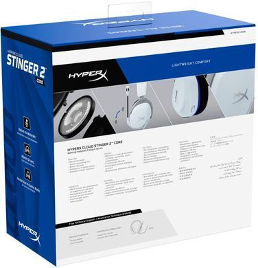 Гарнітура HyperX Cloud Stinger 2 Core PS5/PS4, mini-jack, біло-синій (362282) 6H9B5AA фото