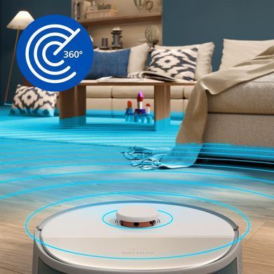 Робот-пилосос Philips Series 5000, h=29.2см, вологе прибирання, конт пил -0.26л, вода -0.27л, автон. робота до 200хв, EPA 10, чорний (391816) XU5100/10 фото