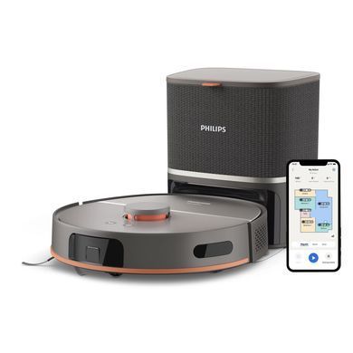Робот-пилосос Philips Series 5000, h=29.2см, вологе прибирання, конт пил -0.26л, вода -0.27л, автон. робота до 200хв, EPA 10, чорний (391816) XU5100/10 фото