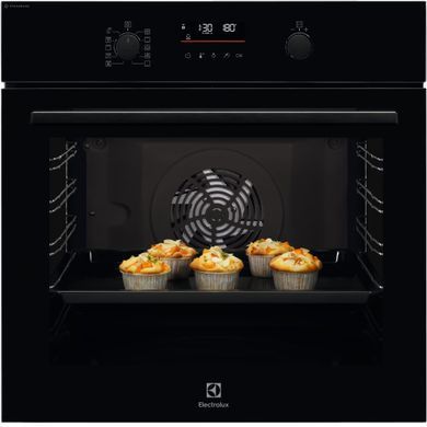 Electrolux Духова шафа електрична, 72л, A+, пара, дисплей, конвекція, телескопічні напрямні, чорний (374369) LOD6C77WZ фото
