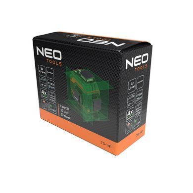 Лазерний нівелір NEO TOOLS 75-141, 3D, зелений лазер, дальність до 25 м, кейс