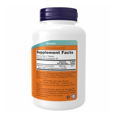 Магній цитрат NOW Foods Magnesium Citrate 200 мг 250 таблеток