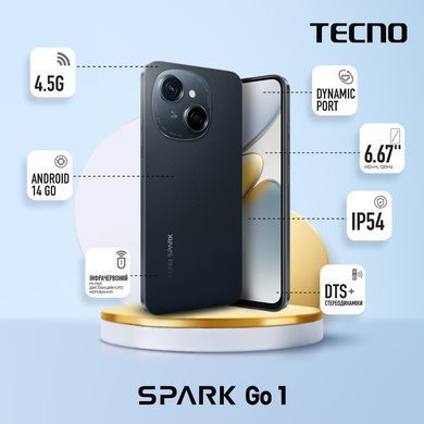 TECNO Смартфон Spark Go 1 (KL4) 6.67" 4/64ГБ, 2SIM, 5000мА&bull;год, Startrail Black (381598) 4894947036439 фото