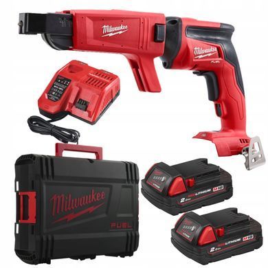 Шуруповерт для гипсокартона аккумуляторный бесщеточный MILWAUKEE, M18 FSGC-202X, 13Нм (зарядное устройство M12-18 FC, 2 аккумулятора 4933459199 фото