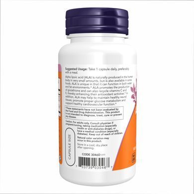 Альфа-липоевая кислота Now Foods (Alpha Lipoic Acid) 600 мг 60 капсул