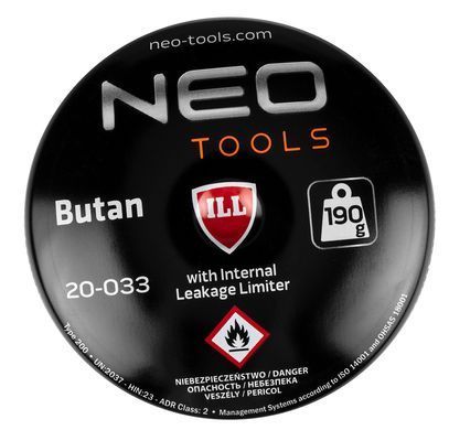 Газова паяльна лампа NEO TOOLS 20-045 з 4 картриджами, 190 г, потужність 1,2 кВт, температура 1350 &deg; C