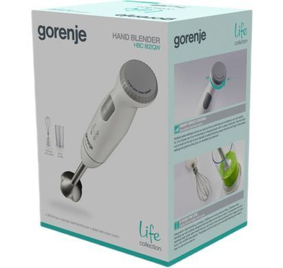 Блендер Gorenje заглибний 800Вт, 3в1, чаша-500мл, подрібнювач, білий (375718) HBC802QW фото