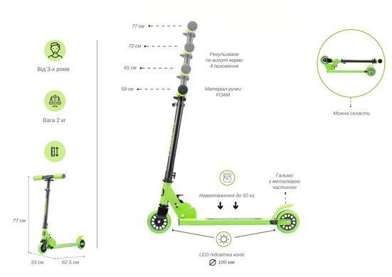 Самокат Miqilong Cart зелений (349015)