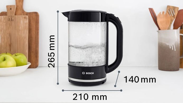 Электрочайник Bosch 1.7л, стекло, черный (361542) TWK70B03 фото