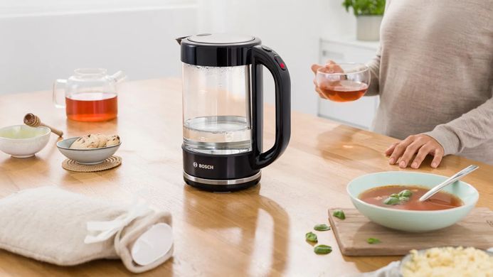 Электрочайник Bosch 1.7л, стекло, черный (361542) TWK70B03 фото