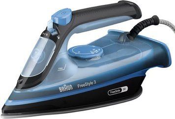 Braun Праска FreeStyle 3, 2400Вт, 270мл, паровий удар -200гр, керам. підошва, синій (376449) FI3194BK фото