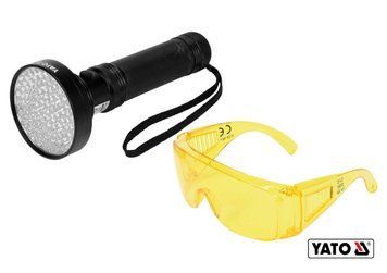 Фонарь ультрафиолетовый с очками для проверки банкнот YATO : 100LED, 6 x AA, 395 нм YT-08582 фото