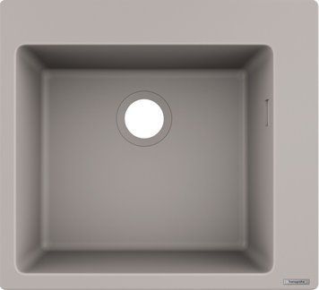 Мойка кухонная Hansgrohe S51, гранит, квадрат, без крыла, 560х510х190мм, чаша- 1, накладная, S510-F450, серый бетон