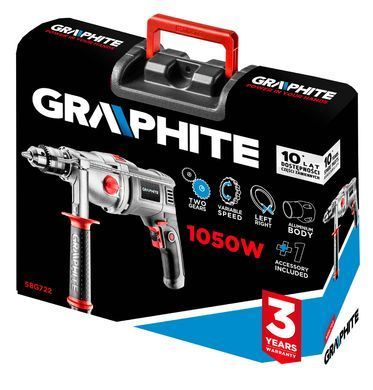 Ударний дриль GRAPHITE 58G728, 1050 Вт, 2 швидкості, з кейсом 58G722 фото
