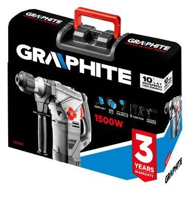 Перфоратор GRAPHITE 58G862, 1500 Вт, 3 режима, энергия удара 4.5 Дж, SDS+ 58G862 фото
