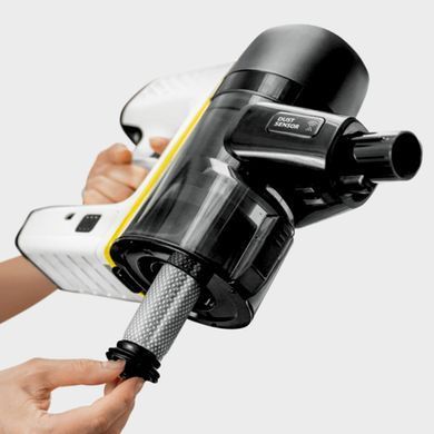 Karcher Пилосос безпровідний VC 7 Cordless yourMax, 350Вт, конт пил -0.8л, автон. робота до 60хв, вага-2.57кг, HEPA 12, білий (379650) 1.198-710.0 фото
