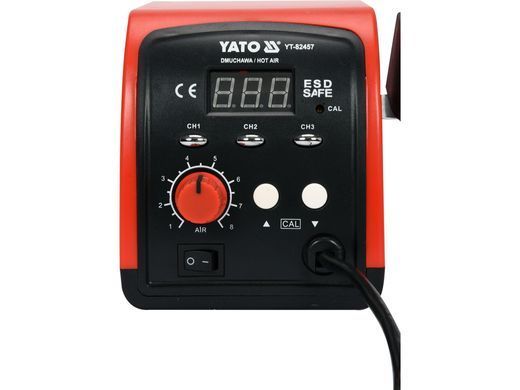 Термоповітряна паяльна станція YATO: 750 Вт, t&deg;= 100- 500&deg;С, пов. потік- 120 л/хв, LCD табло, 4 форсунки YT-82457 фото
