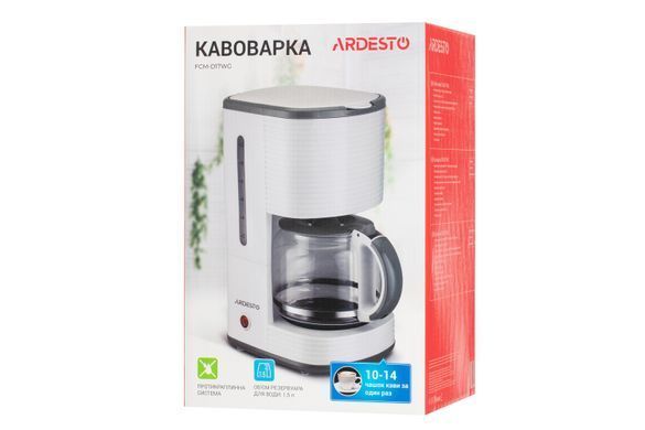 Кавоварка крапельна ARDESTO White stripes FCM-D17WG, 1.5л, мелена, біло-сірий (341230) FCM-D17WG фото