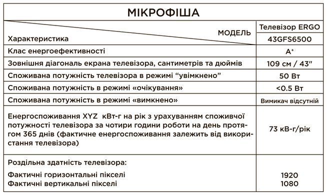 LED-телевізор ERGO 43GFS6500 (6815375) 43GFS6500 фото