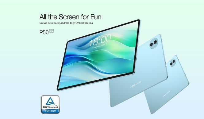 TECLAST Планшет P50 11" 6ГБ, 128ГБ, LTE, 8000мА&bull;год, Android, голубой 6940709686829 фото