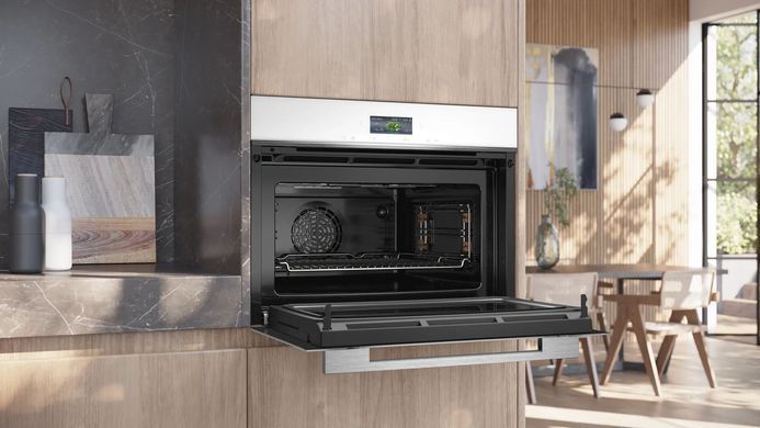 Siemens Духова шафа електрична компактна, 45л, A, дисплей, конвекція, ф-ція мікрохвиль, білий (368247) CM724G1W1 фото