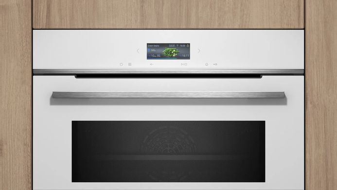 Siemens Духова шафа електрична компактна, 45л, A, дисплей, конвекція, ф-ція мікрохвиль, білий (368247) CM724G1W1 фото