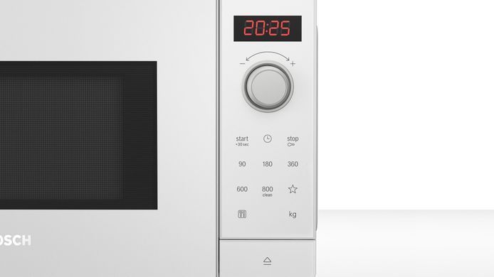 Мікрохвильова піч Bosch 20л, ел. управл., 800Вт, білий (371039) FFL023MW0 фото