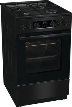 Gorenje Плита комбінована, 62л, 50x60см, дисплей, програматор, приготування на пару, емальовані реш, чорний (375214) GKS5C70BJ фото