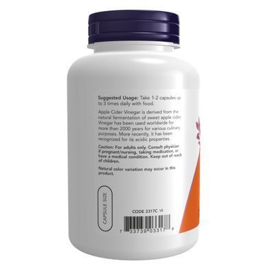 Apple Cider Vinegar 450 mg - 180 vcaps Now Foods