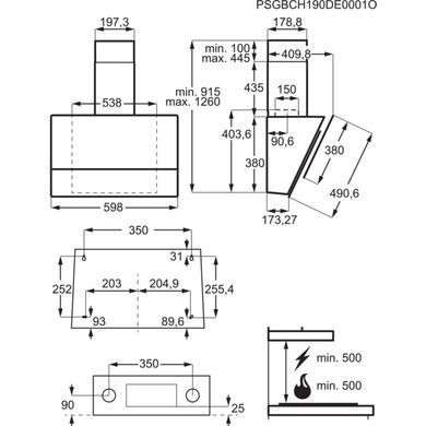 Витяжка Electrolux вертикальна, 60см, 700м куб год., Hob2Hood, білий LFV616W фото