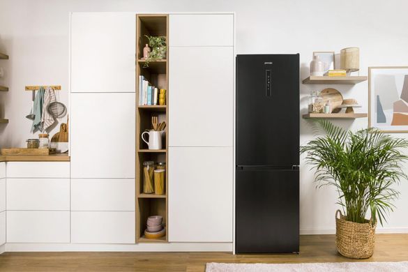 Gorenje Холодильник NRK619EABXL4 с нижн. мороз. камерой, 185х60х60см, 2 дв., Х- 204л, М- 96л, A+, NoFrost Plus, Fresh zone, черный NRK619EABXL4 фото