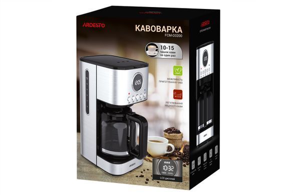 Кавоварка крапельна ARDESTO Steel Collection FCM-D3200, 1.5л, мелена, сріблястий (344497) FCM-D3200 фото