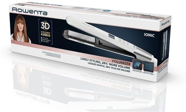 Rowenta Випрямляч Volumizer, >240Вт, темп.режимів-8, 140-210С, дисплей, іонізація, кераміка, білий (356451) SF4650F0 фото